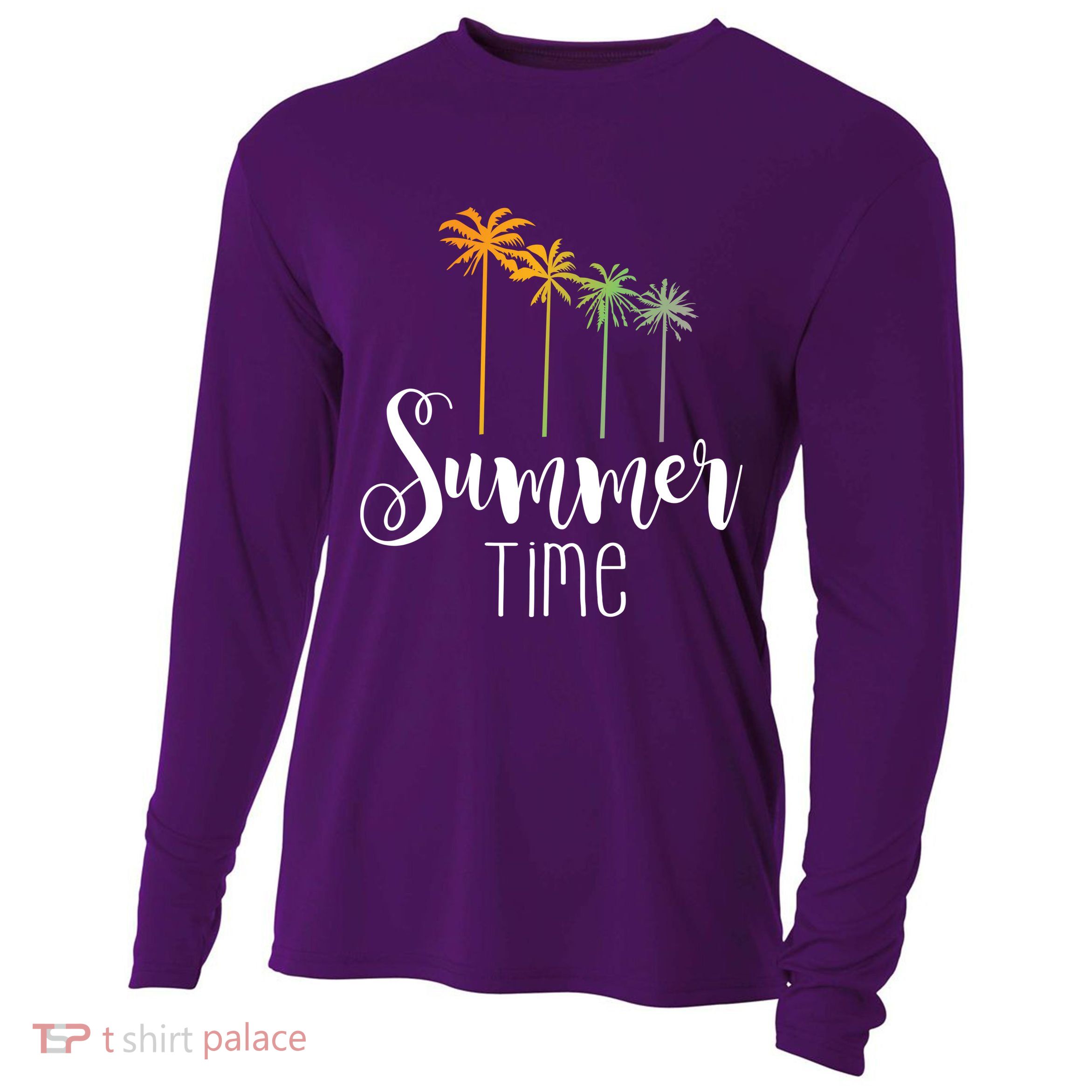 Summer Time Palm Tree Cooling Performance Long Sleeve Crew