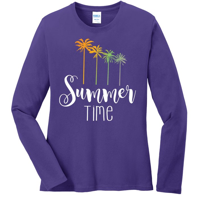 Summer Time Palm Tree Ladies Long Sleeve Shirt