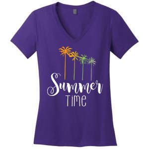 Summer Time Palm Tree Women's V-Neck T-Shirt