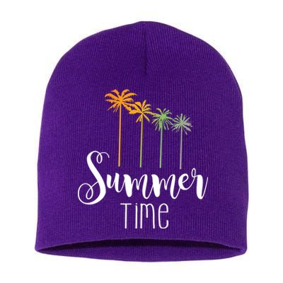 Summer Time Palm Tree Short Acrylic Beanie