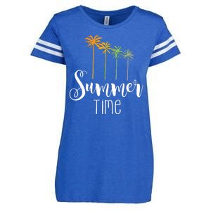 Summer Time Palm Tree Enza Ladies Jersey Football T-Shirt