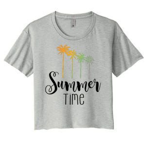 Summer Time Palm Tree Women's Crop Top Tee