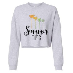 Summer Time Palm Tree Cropped Pullover Crew