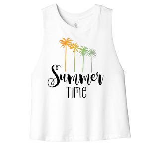 Summer Time Palm Tree Women's Racerback Cropped Tank