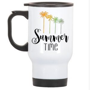 Summer Time Palm Tree Stainless Steel Travel Mug