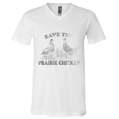 Save The Prairie Chicken Apparel Vintage Conservation V-Neck T-Shirt