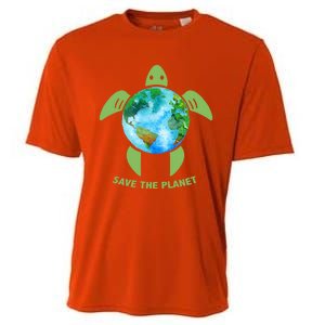 Save The Planet Earth Sea Turtle Earth Day Save Earth Funny Gift Cooling Performance Crew T-Shirt