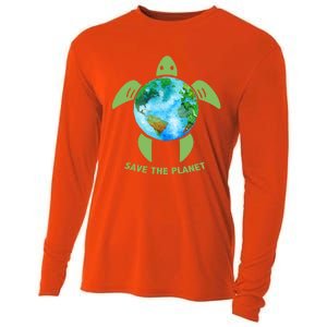 Save The Planet Earth Sea Turtle Earth Day Save Earth Funny Gift Cooling Performance Long Sleeve Crew