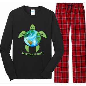 Save The Planet Earth Sea Turtle Earth Day Save Earth Funny Gift Long Sleeve Pajama Set