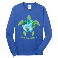 Save The Planet Earth Sea Turtle Earth Day Save Earth Funny Gift Tall Long Sleeve T-Shirt