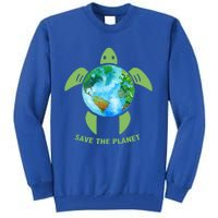 Save The Planet Earth Sea Turtle Earth Day Save Earth Funny Gift Tall Sweatshirt