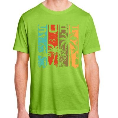 Surf Tropical Palm Tree Retro Vintage Adult ChromaSoft Performance T-Shirt