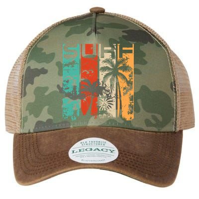 Surf Tropical Palm Tree Retro Vintage Legacy Tie Dye Trucker Hat