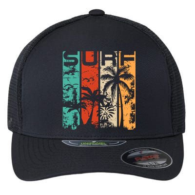 Surf Tropical Palm Tree Retro Vintage Flexfit Unipanel Trucker Cap