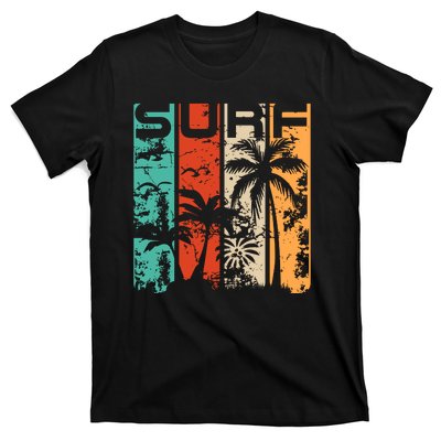 Surf Tropical Palm Tree Retro Vintage T-Shirt