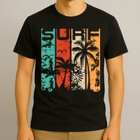 Surf Tropical Palm Tree Retro Vintage T-Shirt