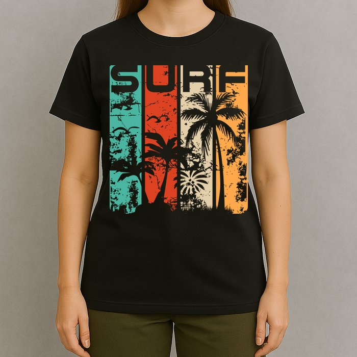 Surf Tropical Palm Tree Retro Vintage T-Shirt