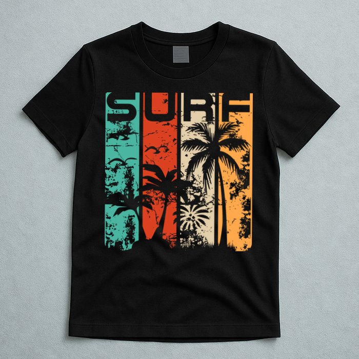 Surf Tropical Palm Tree Retro Vintage T-Shirt