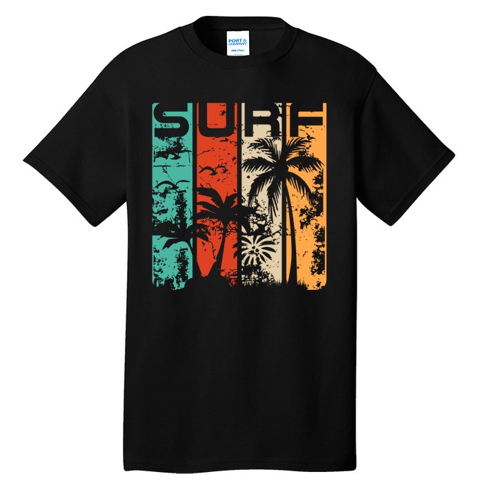 Surf Tropical Palm Tree Retro Vintage Tall T-Shirt