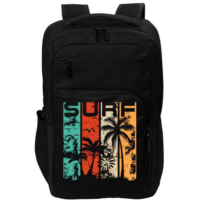 Surf Tropical Palm Tree Retro Vintage Impact Tech Backpack