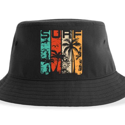 Surf Tropical Palm Tree Retro Vintage Sustainable Bucket Hat