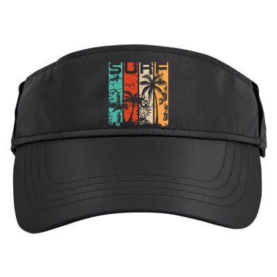 Surf Tropical Palm Tree Retro Vintage Adult Drive Performance Visor