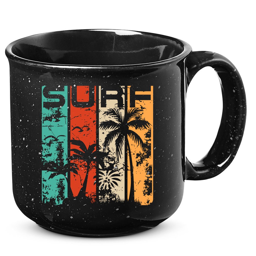 Surf Tropical Palm Tree Retro Vintage 15oz Campfire Ceramic Mug