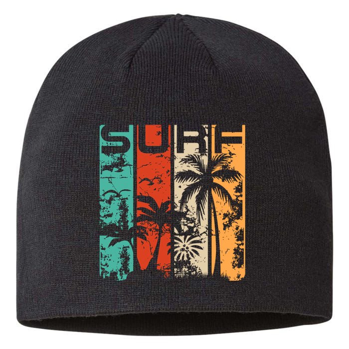 Surf Tropical Palm Tree Retro Vintage Sustainable Beanie