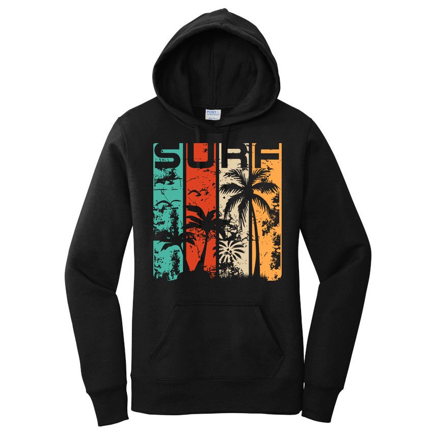 Surf Tropical Palm Tree Retro Vintage Women's Pullover Hoodie