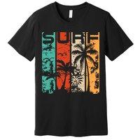 Surf Tropical Palm Tree Retro Vintage Premium T-Shirt