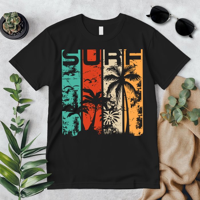 Surf Tropical Palm Tree Retro Vintage Premium T-Shirt