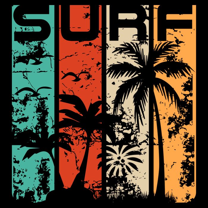 Surf Tropical Palm Tree Retro Vintage Premium T-Shirt