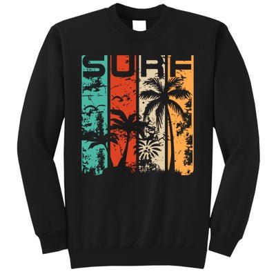 Surf Tropical Palm Tree Retro Vintage Tall Sweatshirt