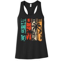 Surf Tropical Palm Tree Retro Vintage Women's Racerback Tank