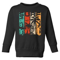 Surf Tropical Palm Tree Retro Vintage Toddler Sweatshirt