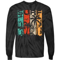 Surf Tropical Palm Tree Retro Vintage Tie-Dye Long Sleeve Shirt