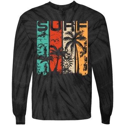 Surf Tropical Palm Tree Retro Vintage Tie-Dye Long Sleeve Shirt