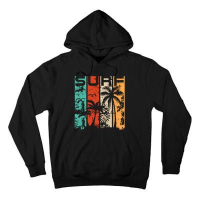 Surf Tropical Palm Tree Retro Vintage Tall Hoodie