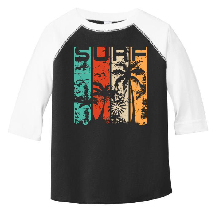 Surf Tropical Palm Tree Retro Vintage Toddler Fine Jersey T-Shirt