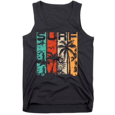 Surf Tropical Palm Tree Retro Vintage Tank Top