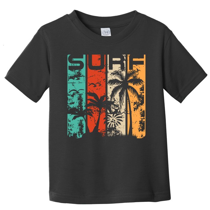 Surf Tropical Palm Tree Retro Vintage Toddler T-Shirt