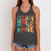 Surf Tropical Palm Tree Retro Vintage Women's Knotted Racerback Tank