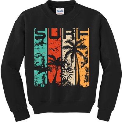 Surf Tropical Palm Tree Retro Vintage Kids Sweatshirt
