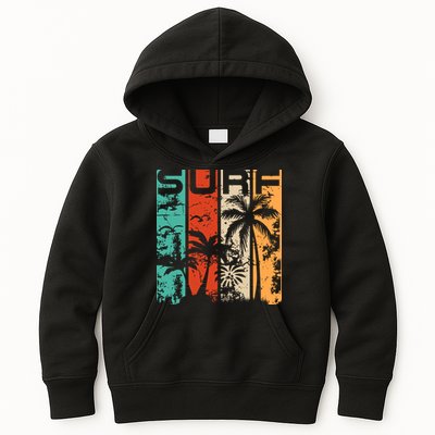 Surf Tropical Palm Tree Retro Vintage Kids Hoodie