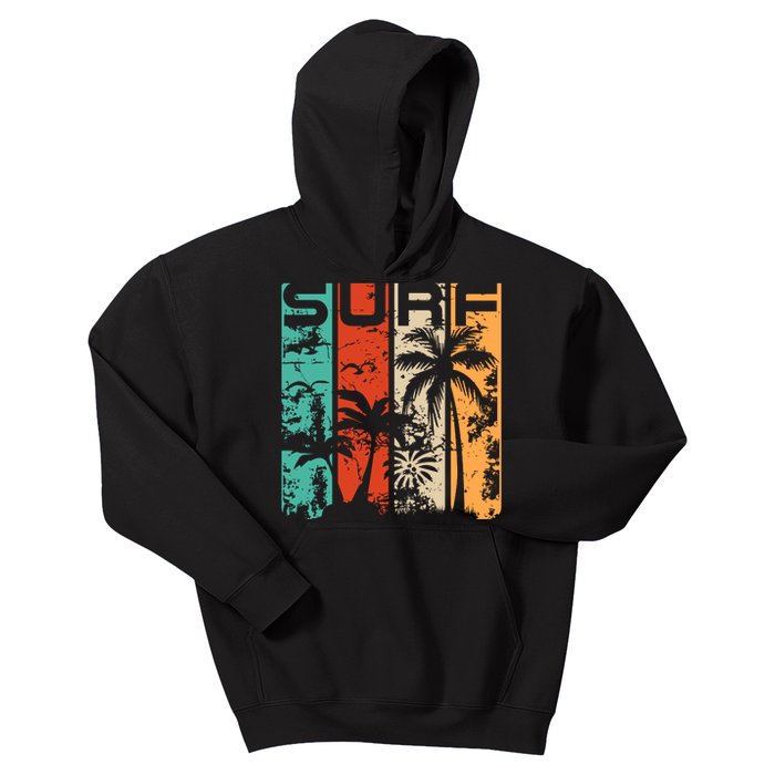 Surf Tropical Palm Tree Retro Vintage Kids Hoodie