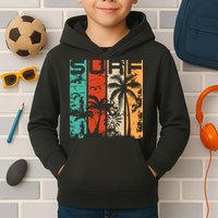 Surf Tropical Palm Tree Retro Vintage Kids Hoodie