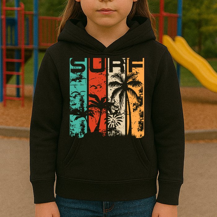 Surf Tropical Palm Tree Retro Vintage Kids Hoodie