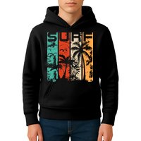 Surf Tropical Palm Tree Retro Vintage Kids Hoodie