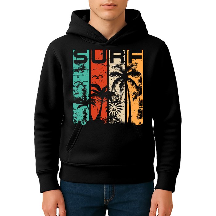 Surf Tropical Palm Tree Retro Vintage Kids Hoodie