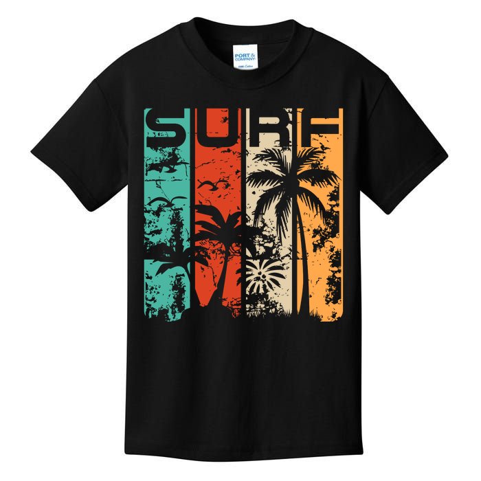 Surf Tropical Palm Tree Retro Vintage Kids T-Shirt